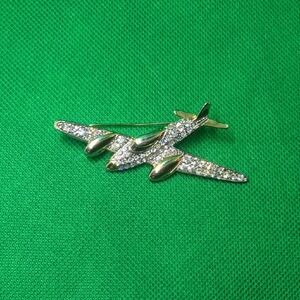 Gold and Silver Vintage Airplane Brooch